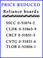 Reliance Electric boards: SSCC, CLDK, CRCF, CVTG, TLOB